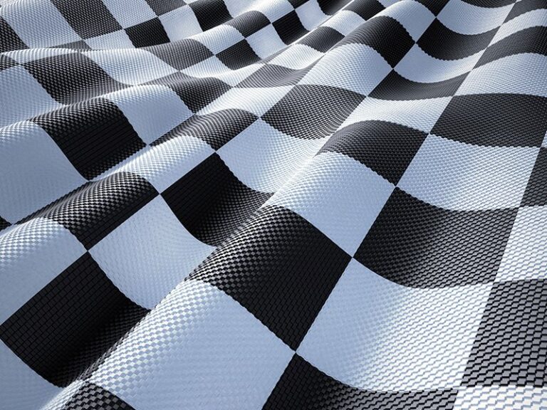 Detail šachovnicové vlajky – symbol konce závodní sezóny ve Formuli 1